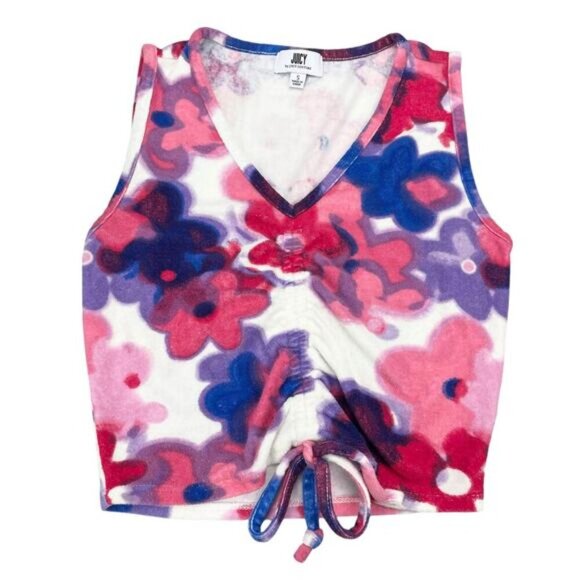 JUICY By Juicy Couture Terry Cloth Ruched Sleeveless Crop Top Sz Small - Picture 4 of 7